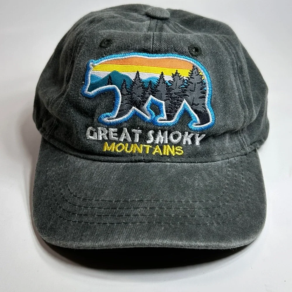 CSI Great Smoky Mountains Black Bear Embroidered Hat Kids Charcoal‎ Grey Cap